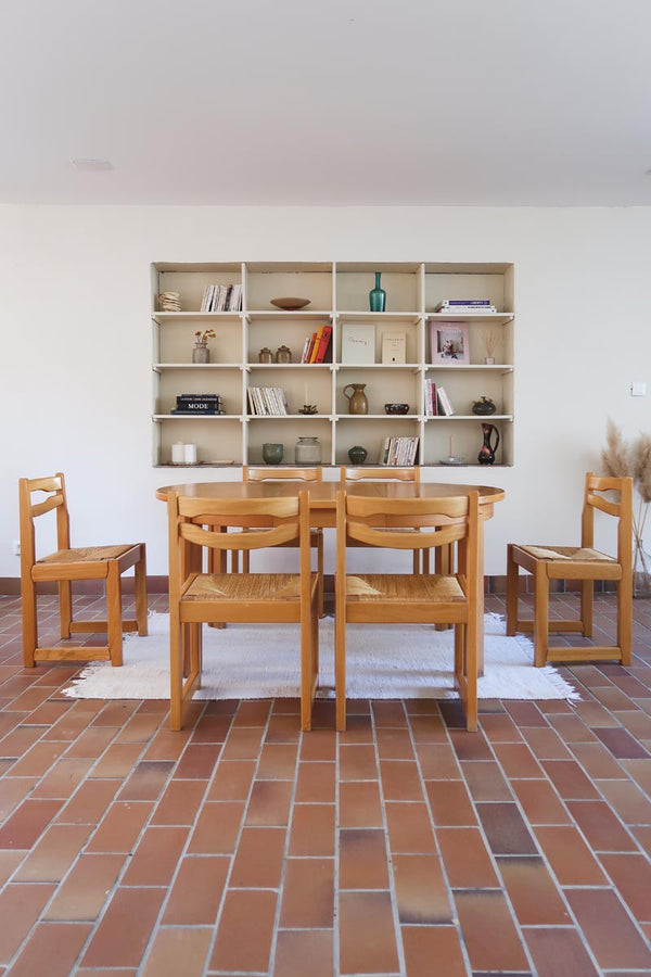6 chaises vintage paille maison regain charlotte perriand brutaliste montagne ferme