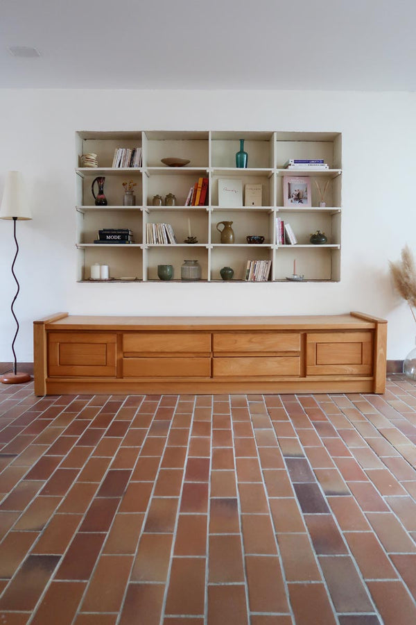 meuble bas banc enfilade tv vintage maison regain orme massif mid-century