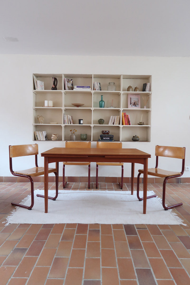 Chaises cantilever Randers Møbelfabrik en hêtre et métal rouge, design scandinave années 60