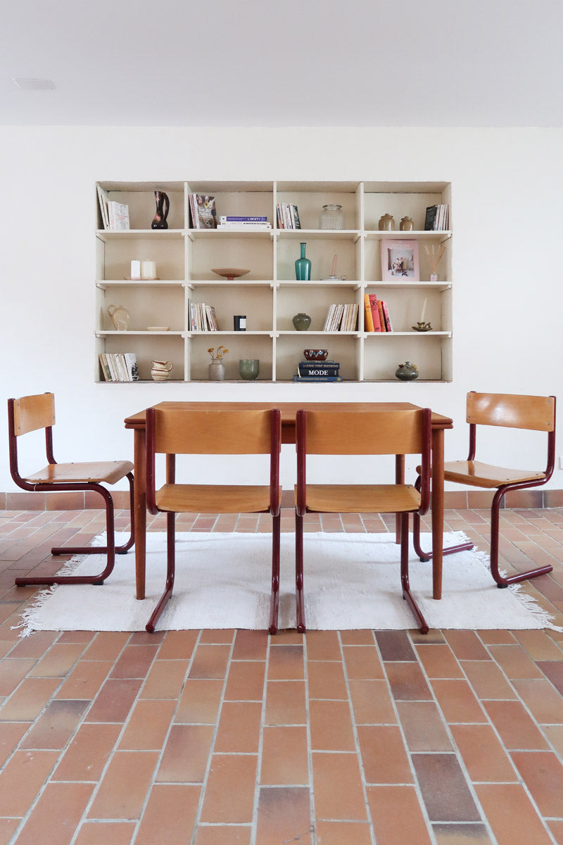 Chaises cantilever Randers Møbelfabrik en hêtre et métal rouge, design scandinave années 60