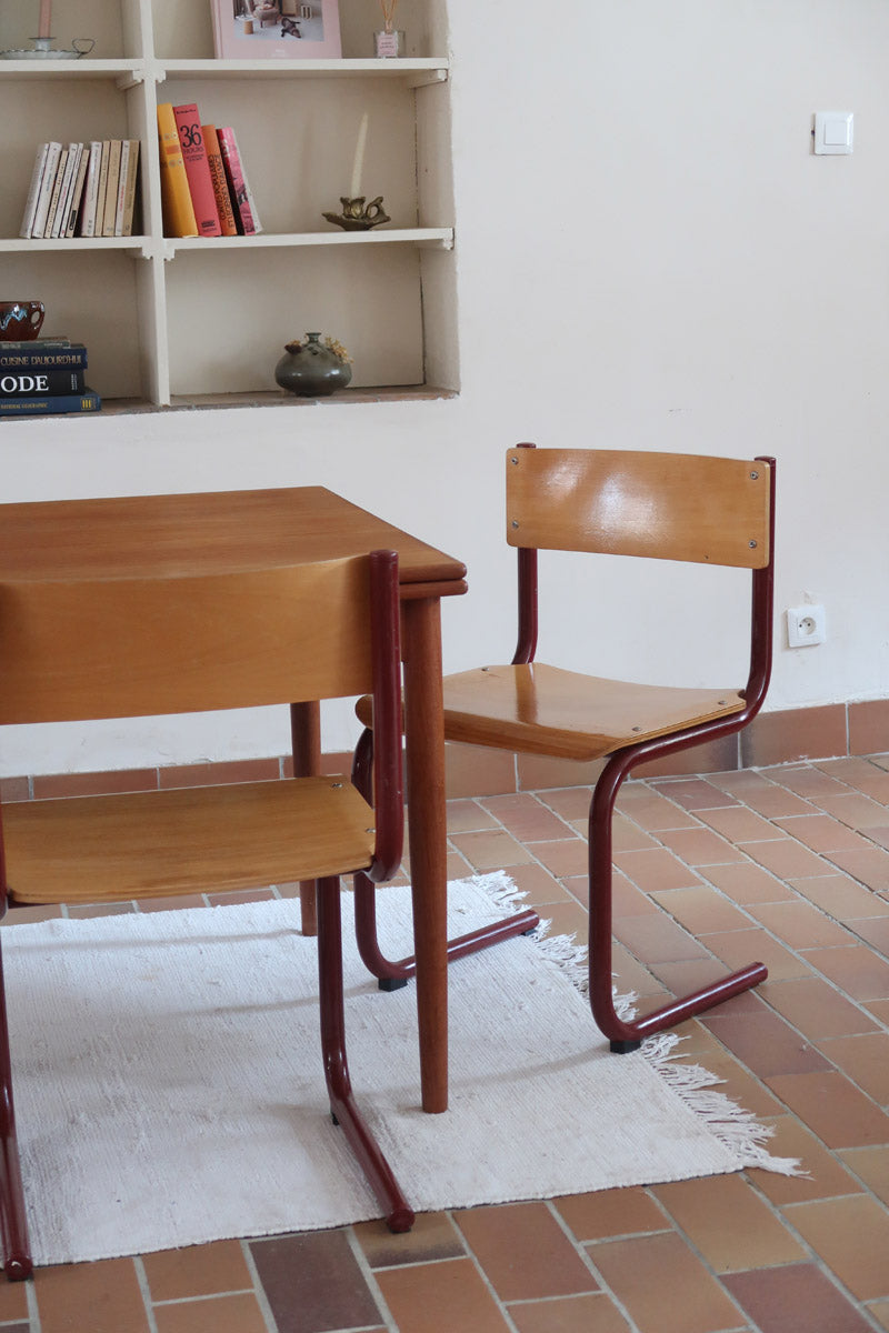 Chaises cantilever Randers Møbelfabrik en hêtre et métal rouge, design scandinave années 60