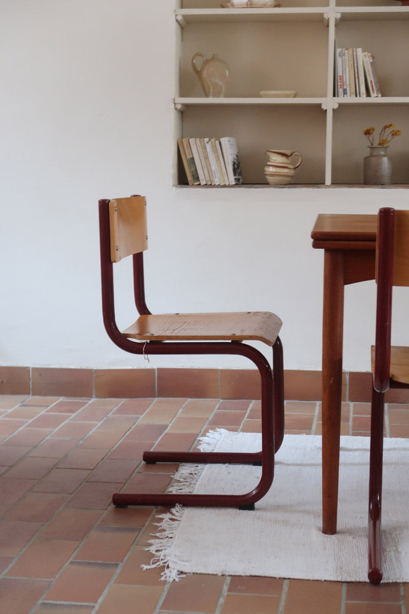 Chaises cantilever Randers Møbelfabrik en hêtre et métal rouge, design scandinave années 60