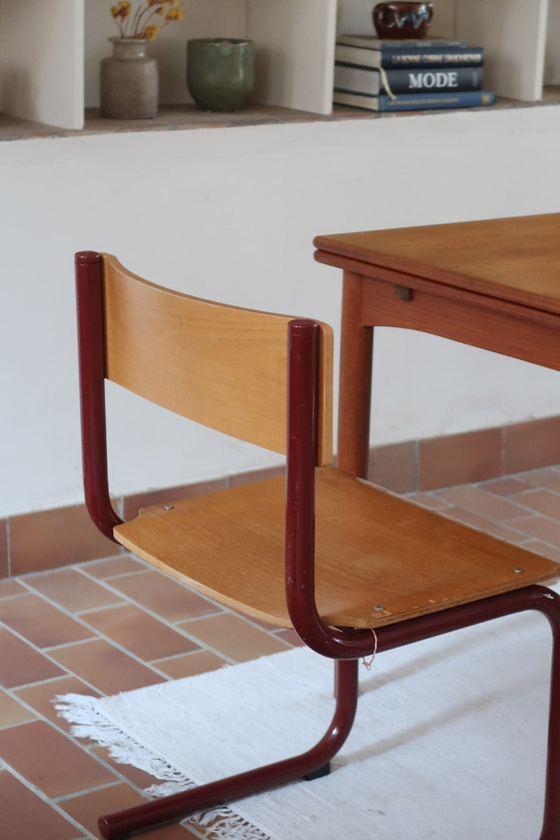 Chaises cantilever Randers Møbelfabrik en hêtre et métal rouge, design scandinave années 60