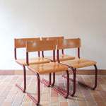 Chaises cantilever Randers Møbelfabrik en hêtre et métal rouge, design scandinave années 60