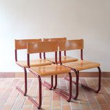 Chaises cantilever Randers Møbelfabrik en hêtre et métal rouge, design scandinave années 60
