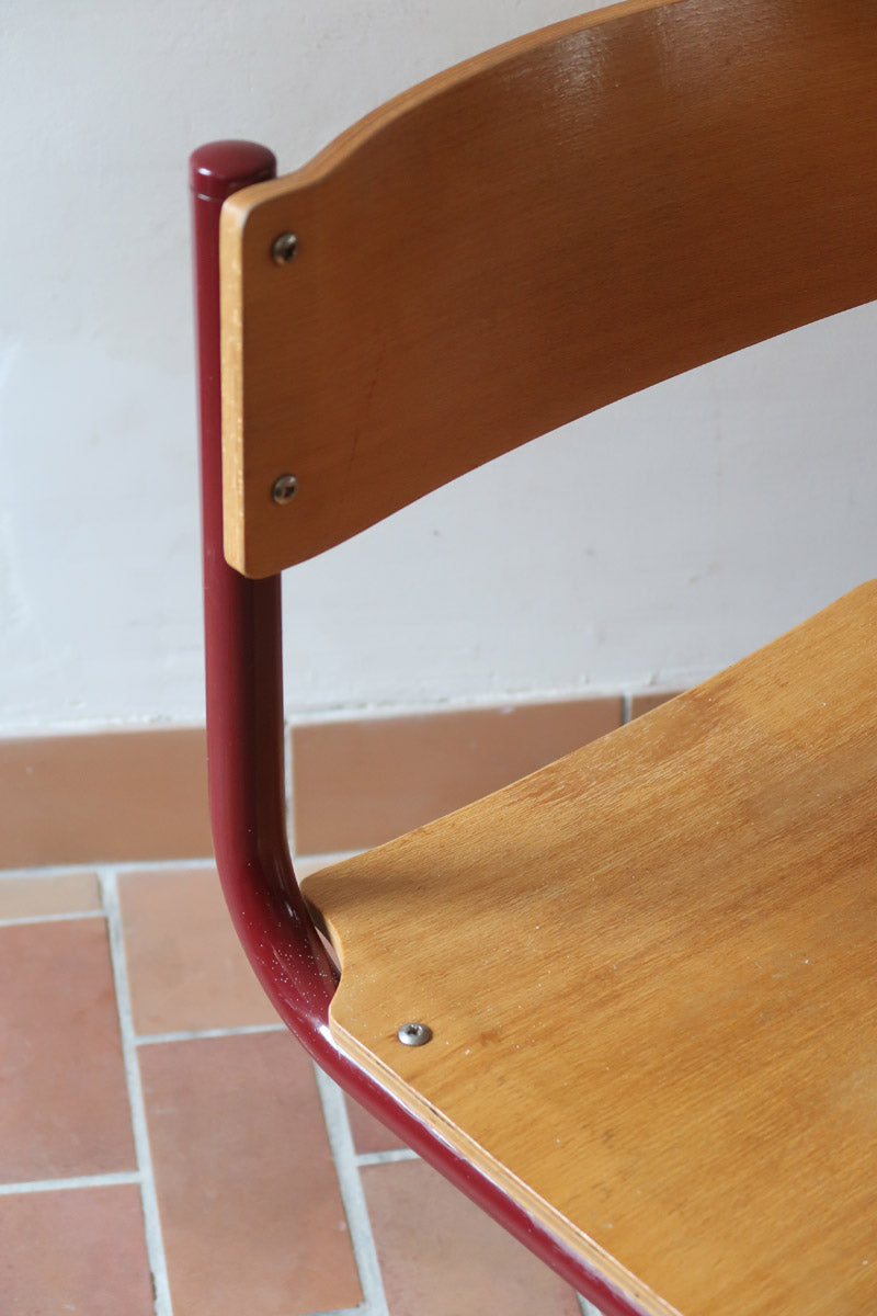 Chaises cantilever Randers Møbelfabrik en hêtre et métal rouge, design scandinave années 60