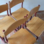 Chaises cantilever Randers Møbelfabrik en hêtre et métal rouge, design scandinave années 60