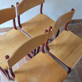 Chaises cantilever Randers Møbelfabrik en hêtre et métal rouge, design scandinave années 60