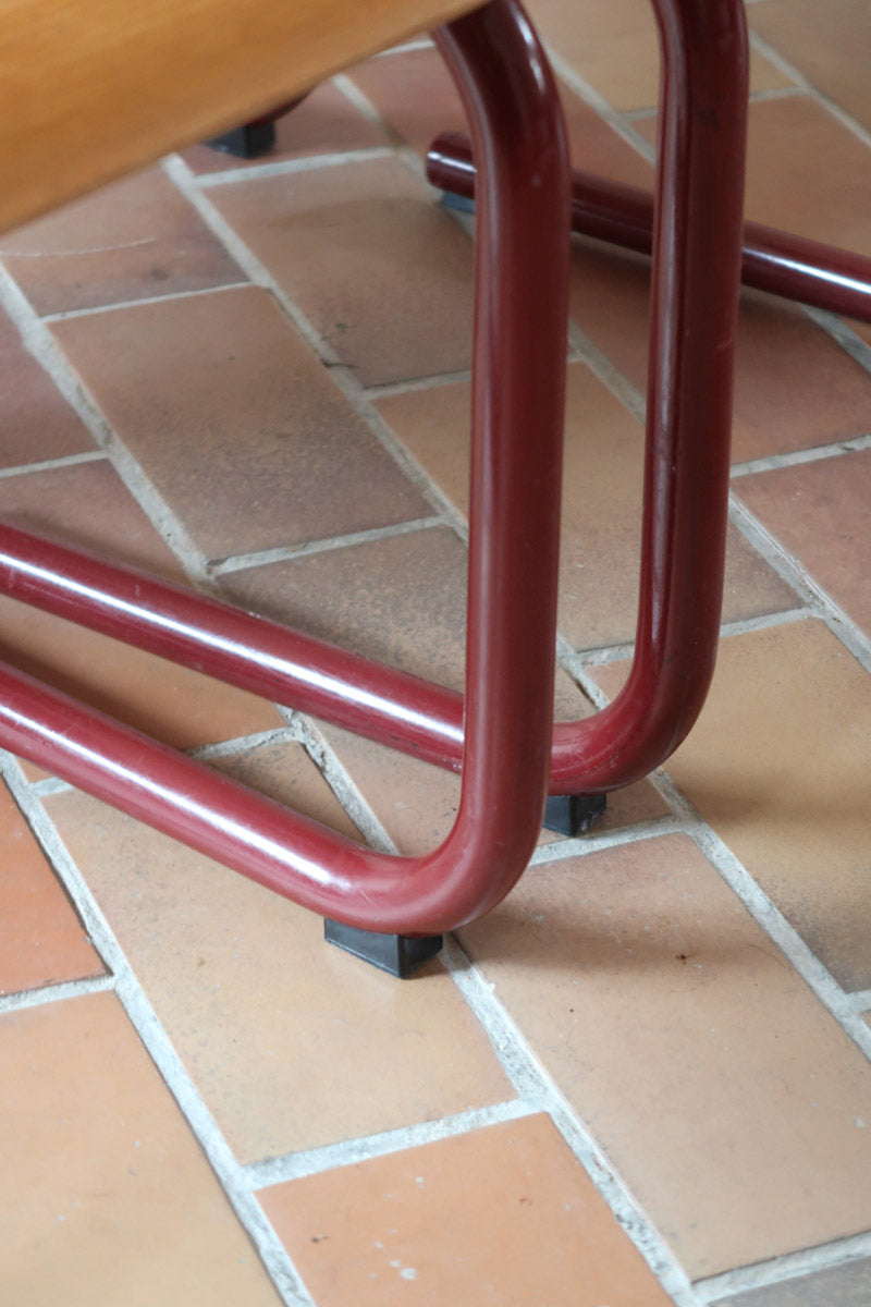 Chaises cantilever Randers Møbelfabrik en hêtre et métal rouge, design scandinave années 60