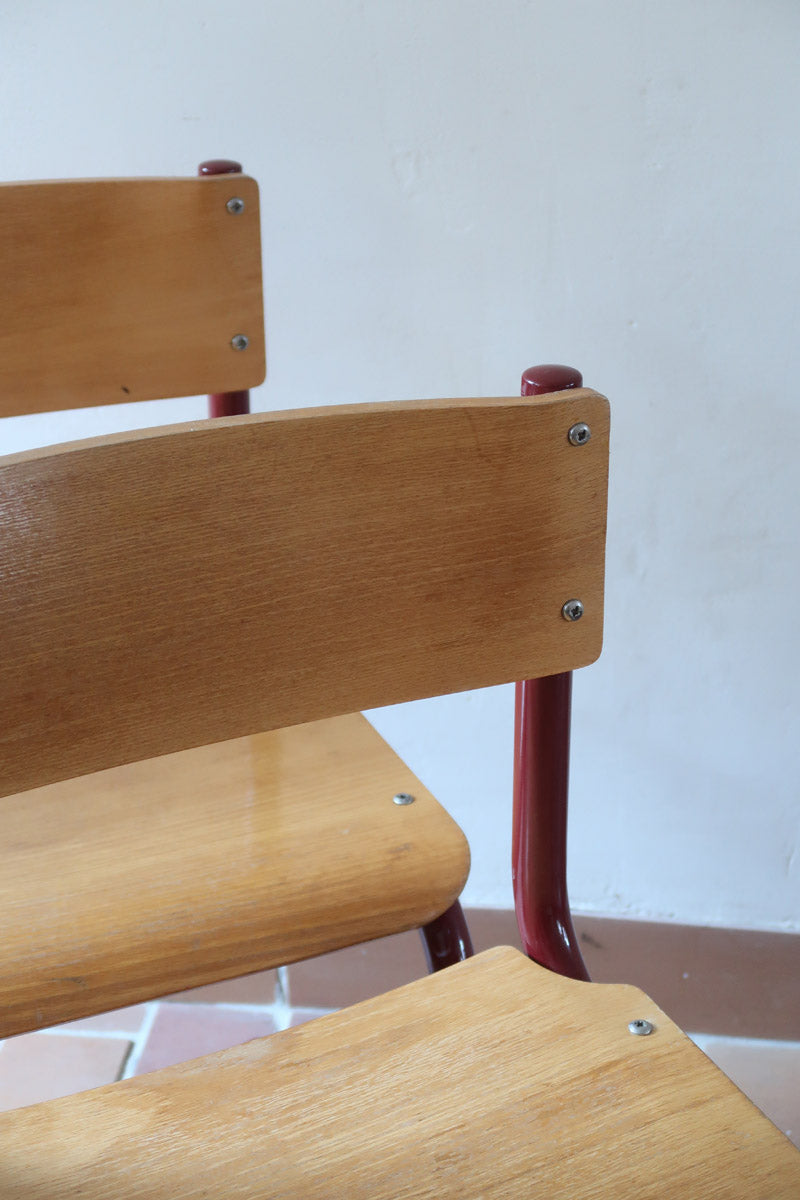 Chaises cantilever Randers Møbelfabrik en hêtre et métal rouge, design scandinave années 60