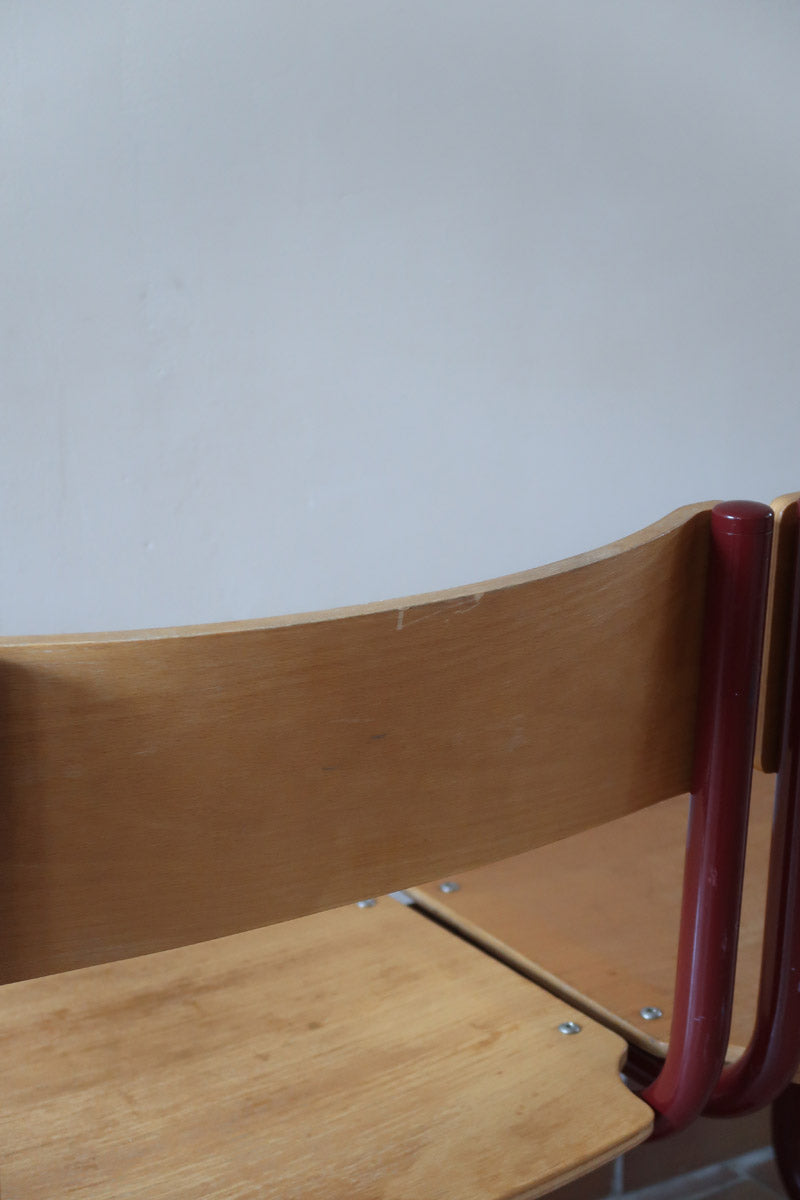 Chaises cantilever Randers Møbelfabrik en hêtre et métal rouge, design scandinave années 60