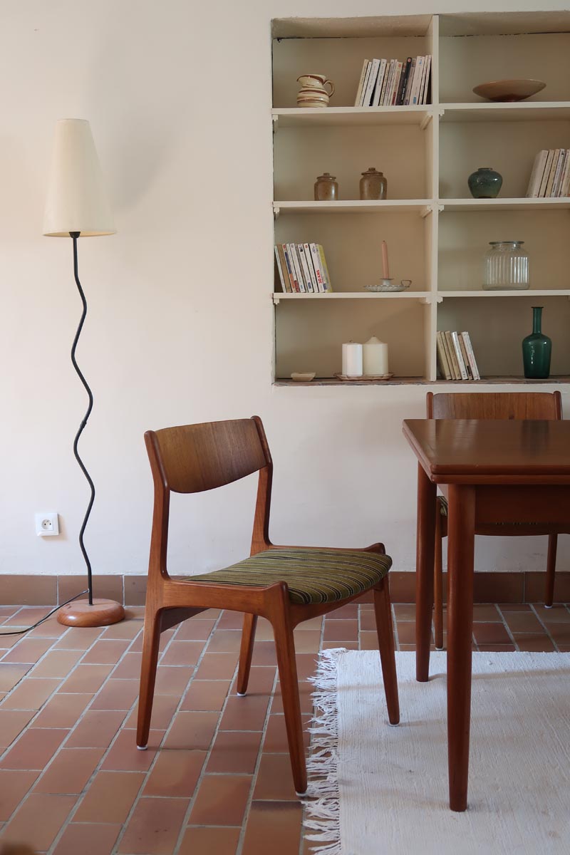 4 chaises erik buch P E Jorgensen Farso Stolefabrik roche bobois mid-century teck vert vintage danois danemark