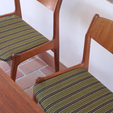 4 chaises erik buch P E Jorgensen Farso Stolefabrik roche bobois mid-century teck vert vintage danois danemark