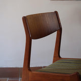 4 chaises erik buch P E Jorgensen Farso Stolefabrik roche bobois mid-century teck vert vintage danois danemark