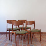 4 chaises erik buch P E Jorgensen Farso Stolefabrik roche bobois mid-century teck vert vintage danois danemark
