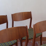 4 chaises erik buch P E Jorgensen Farso Stolefabrik roche bobois mid-century teck vert vintage danois danemark