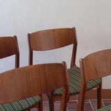 4 chaises erik buch P E Jorgensen Farso Stolefabrik roche bobois mid-century teck vert vintage danois danemark