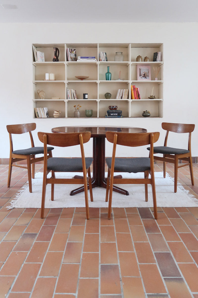 Quatre chaises danoises Farstrup en teck avec assise tapissée, design années 60