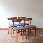 Quatre chaises danoises Farstrup en teck avec assise tapissée, design années 60