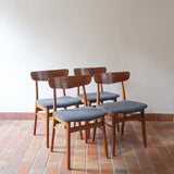 Quatre chaises danoises Farstrup en teck avec assise tapissée, design années 60