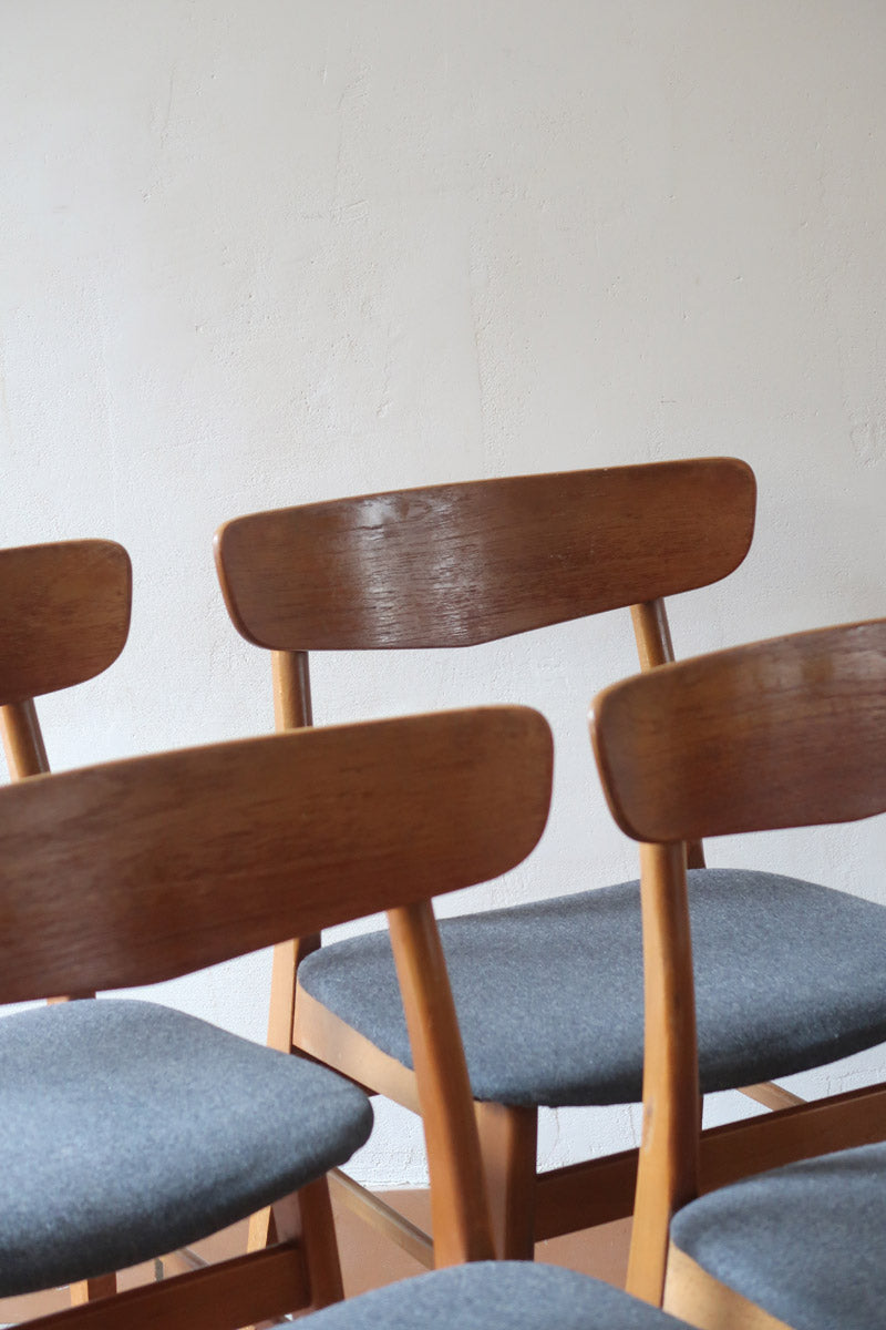 Quatre chaises danoises Farstrup en teck avec assise tapissée, design années 60