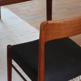 4 chaises scandinaves vintage en teck et tissu noir – style Farstrup