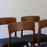 4 chaises scandinaves vintage en teck et tissu noir – style Farstrup