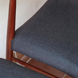 4 chaises scandinaves vintage en teck et tissu noir – style Farstrup