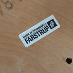 4 chaises scandinaves Farstrup en hêtre clair avec assise et dossier en tissu brun rayé, design danois années 70.