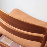 Lot de 4 chaises scandinaves en teck années 60 avec assises retapissées tissu terracotta