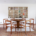 Six chaises danoises en bois massif des années 60 avec assises crème, ensemble scandinave vintage