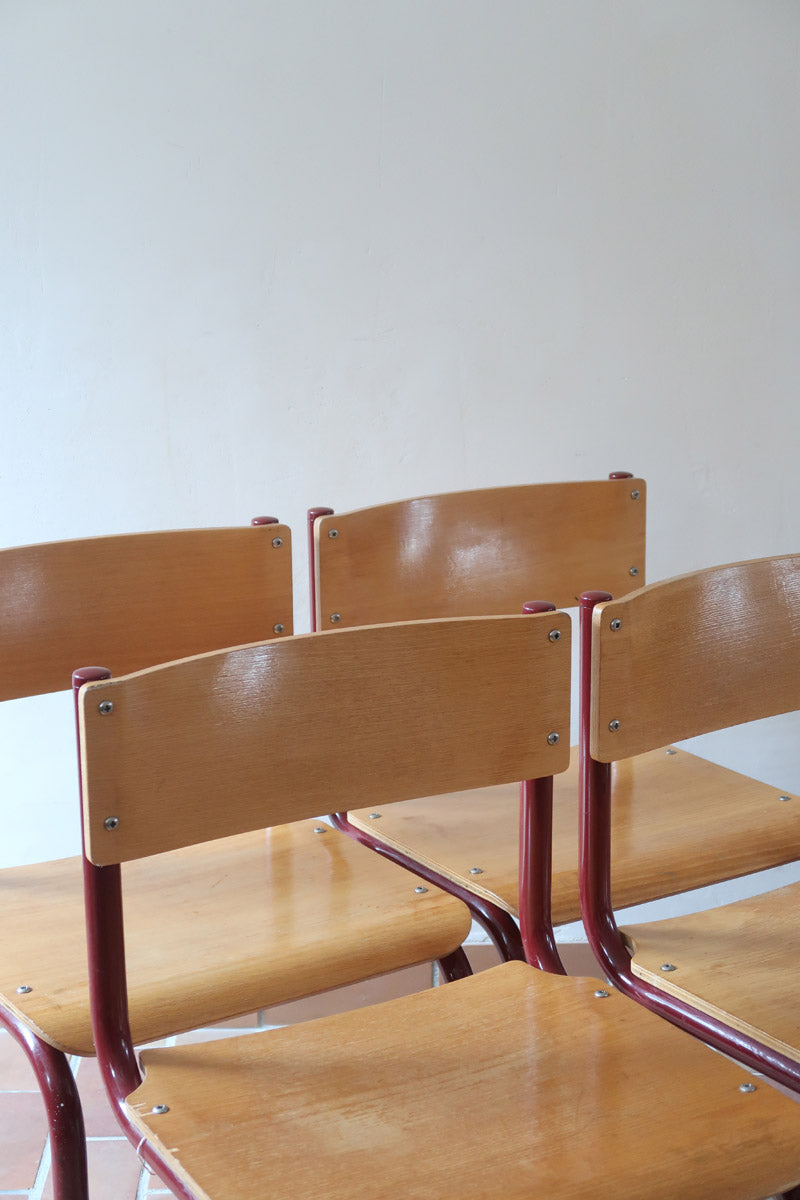 Chaises cantilever Randers Møbelfabrik en hêtre et métal rouge, design scandinave années 60