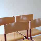 Chaises cantilever Randers Møbelfabrik en hêtre et métal rouge, design scandinave années 60