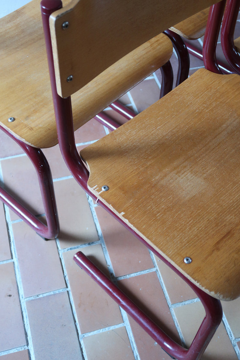 Chaises cantilever Randers Møbelfabrik en hêtre et métal rouge, design scandinave années 60