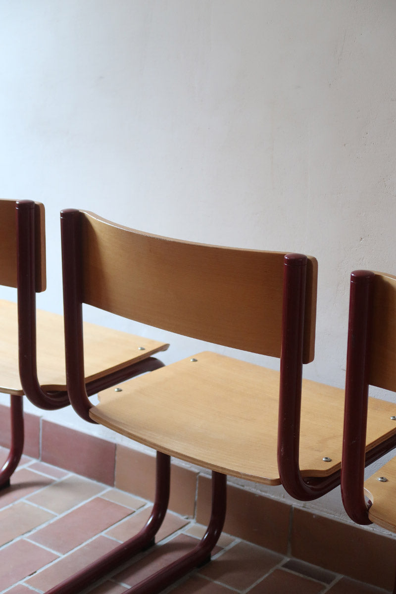 Chaises cantilever Randers Møbelfabrik en hêtre et métal rouge, design scandinave années 60