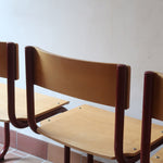 Chaises cantilever Randers Møbelfabrik en hêtre et métal rouge, design scandinave années 60