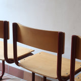 Chaises cantilever Randers Møbelfabrik en hêtre et métal rouge, design scandinave années 60