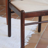 7 chaises vintage en chêne massif et tissu clair – lignes épurées