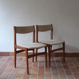 Paire de chaises scandinaves en teck et tissu beige — années 60