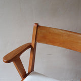 Paire de fauteuils vintage en bois et assise retapissée — années 60