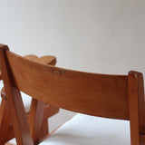 Paire de fauteuils vintage en bois et assise retapissée — années 60