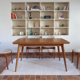 Table à manger scandinave extensible en placage de chêne — années 60