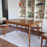 Table à manger scandinave extensible en placage de chêne — années 60