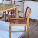 Quatre chaises Sälen par Knut Hagberg pour IKEA, structure en pin massif et treillis métallique laqué, design scandinave des années 1980.