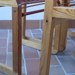 Quatre chaises Sälen par Knut Hagberg pour IKEA, structure en pin massif et treillis métallique laqué, design scandinave des années 1980.