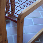 Quatre chaises Sälen par Knut Hagberg pour IKEA, structure en pin massif et treillis métallique laqué, design scandinave des années 1980.