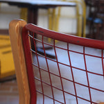 Quatre chaises Sälen par Knut Hagberg pour IKEA, structure en pin massif et treillis métallique laqué, design scandinave des années 1980.