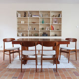 Quatre chaises SAX fabriquées au Danemark, structure en teck massif avec assises retapissées, design danois des années 1960.