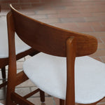 Quatre chaises SAX fabriquées au Danemark, structure en teck massif avec assises retapissées, design danois des années 1960.