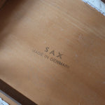 Quatre chaises SAX fabriquées au Danemark, structure en teck massif avec assises retapissées, design danois des années 1960.